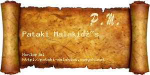 Pataki Malakiás névjegykártya